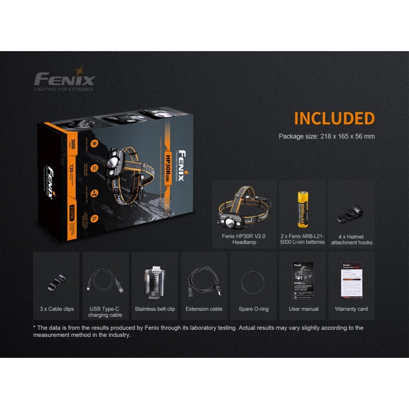 FENIX HP30R V2.0 ULTRA HIGH PERFORMANCE - SEARCH&RESCUE HEADLAMP - 3000 LUMENS - BLACK