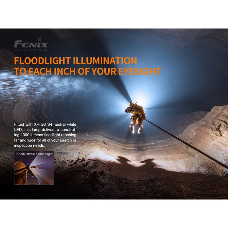 FENIX HP30R V2.0 ULTRA HIGH PERFORMANCE - SEARCH&RESCUE HEADLAMP - 3000 LUMENS - BLACK