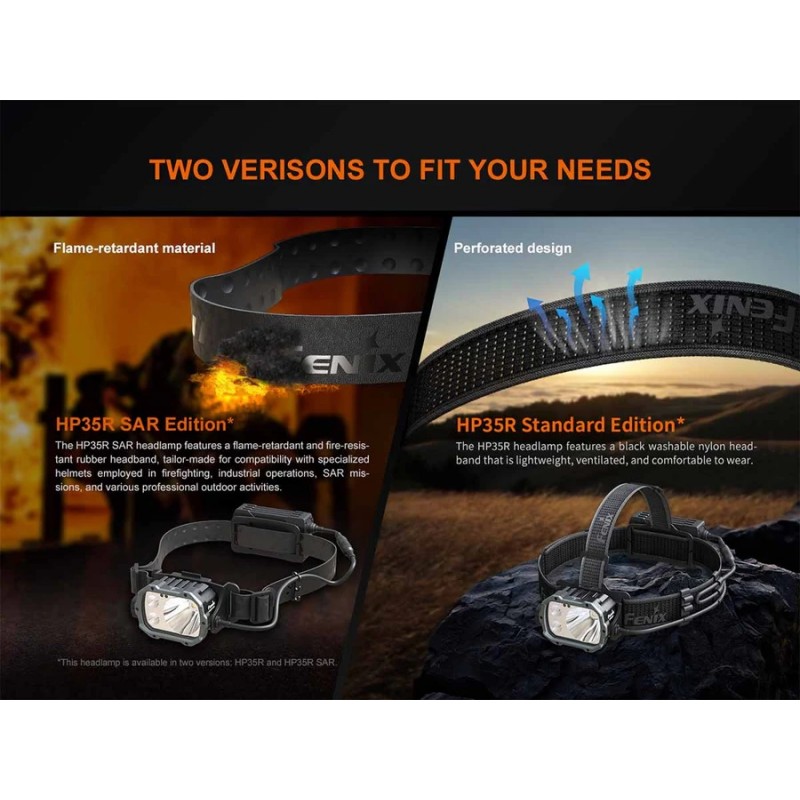 FENIX HP35R MULTIPLE LIGHT SOURCES HIGH-OUTPUT SEARCH&RESCUE HEADLAMP - 4000 LUMENI - BLACK