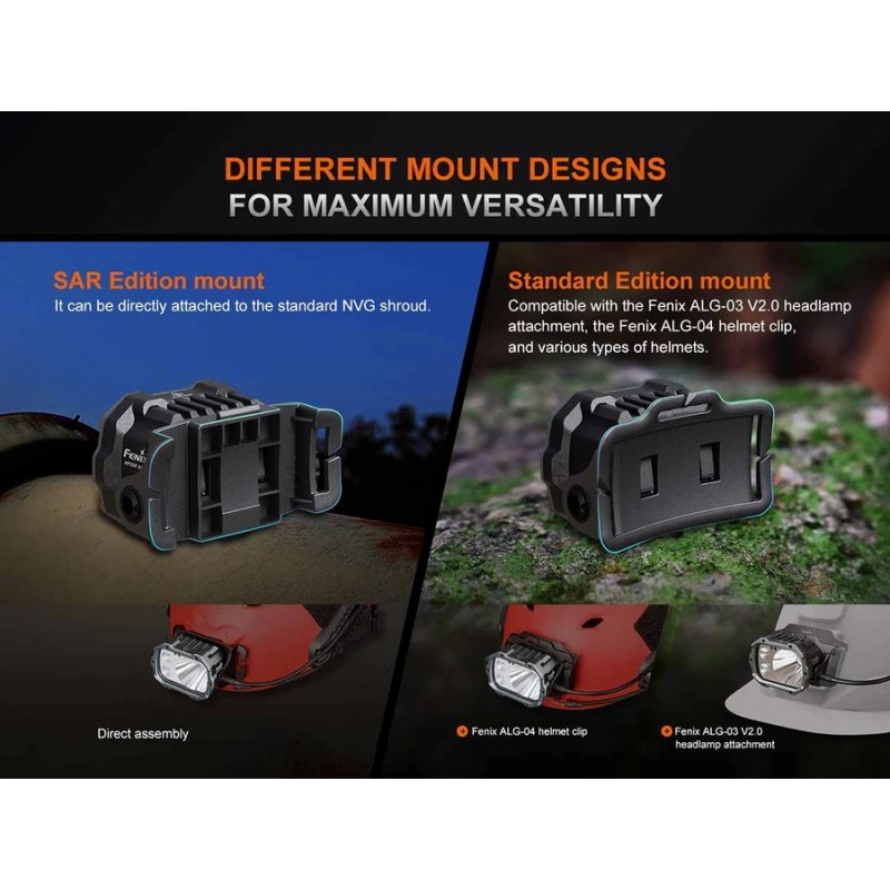 FENIX HP35R MULTIPLE LIGHT SOURCES HIGH-OUTPUT SEARCH&RESCUE HEADLAMP - 4000 LUMENI - BLACK