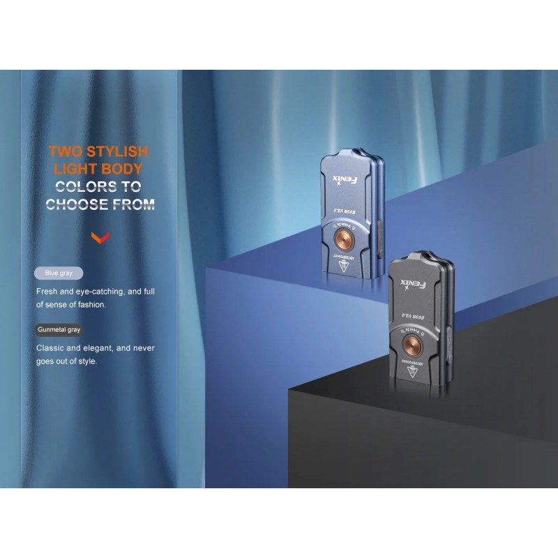 FENIX TORCIA PORTACHIAVI TUTTA IN METALLO E03R V2.0 - BLU