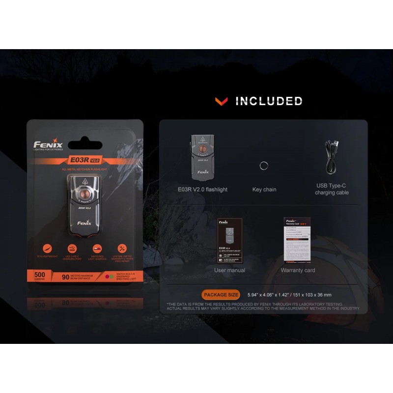 FENIX TORCIA PORTACHIAVI TUTTA IN METALLO E03R V2.0 - BLU