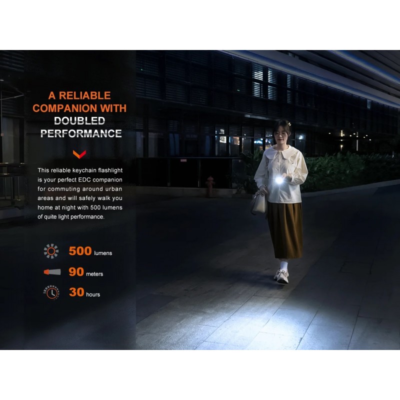 FENIX TORCIA PORTACHIAVI TUTTA IN METALLO E03R V2.0 - BLU