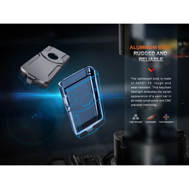 FENIX TORCIA PORTACHIAVI TUTTA IN METALLO E03R V2.0 - BLU