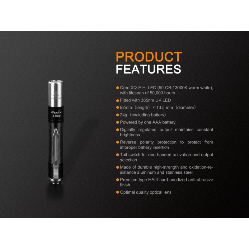 FENIX DOPPIA FONTE DI ILLUMINAZIONE PENLIGHT LD02 V2.0 LED