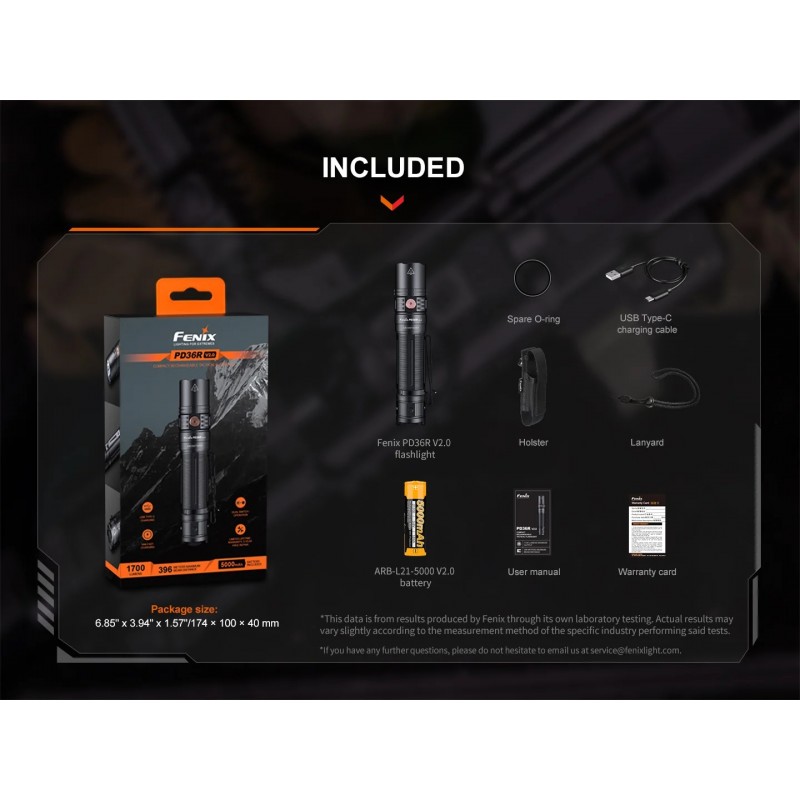 FENIX TORCIA TATTICA COMPATTA RICARICABILE PD36R V2.0