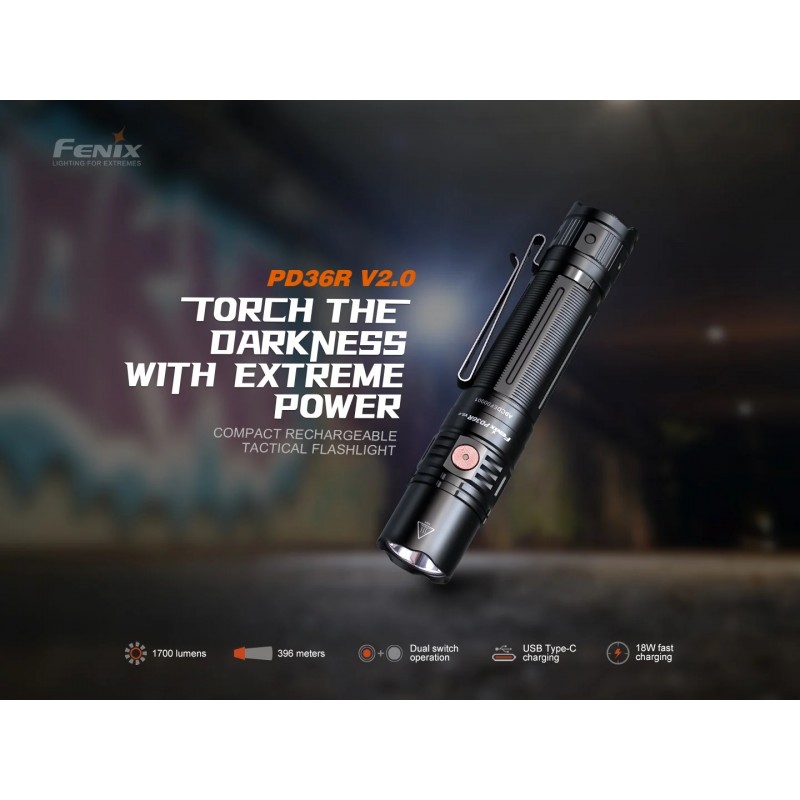 FENIX TORCIA TATTICA COMPATTA RICARICABILE PD36R V2.0