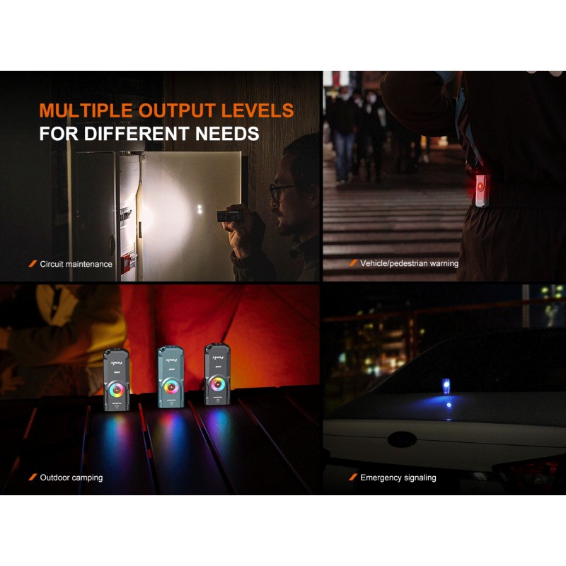 FENIX TORCIA PORTACHIAVI E06R - 3 IN 1 - GRIGIO