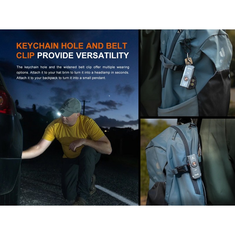 FENIX TORCIA PORTACHIAVI E06R - 3 IN 1 - GRIGIO