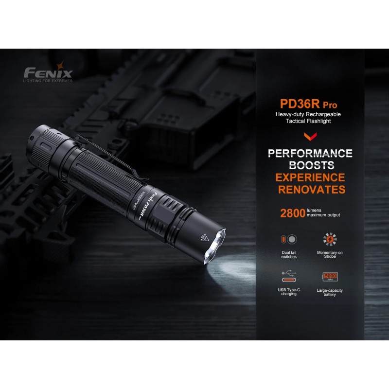 FENIX TORCIA TATTICA RICARICABILE PER IMPIEGHI PESANTI PD36R PRO