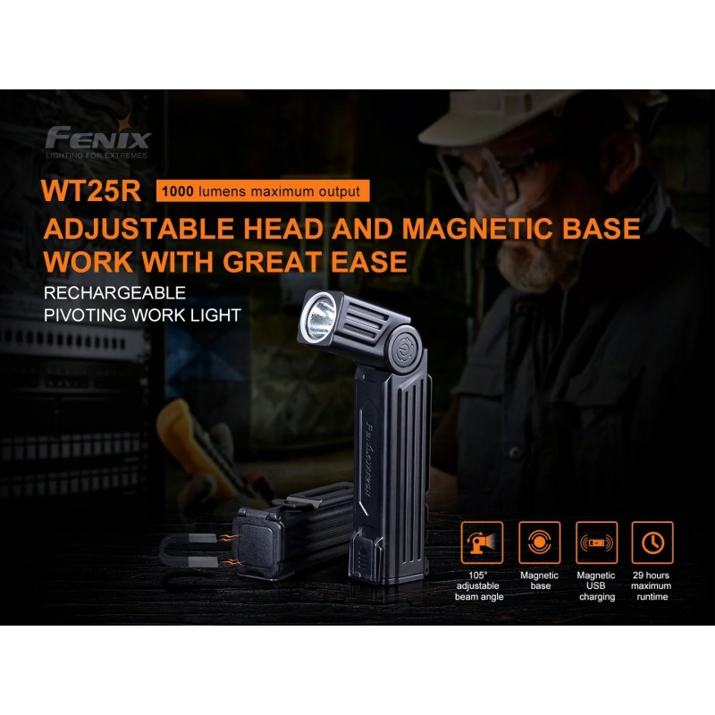 FENIX LAMPADA DA LAVORO RICARICABILE E ORIENTABILE WT25R