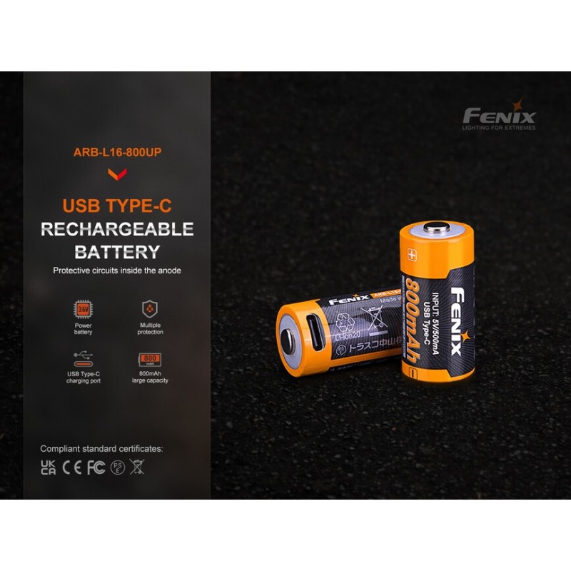 FENIX BATTERIA RCR123A RICARICABILE / 16340 / 800MAH (LI-ION)