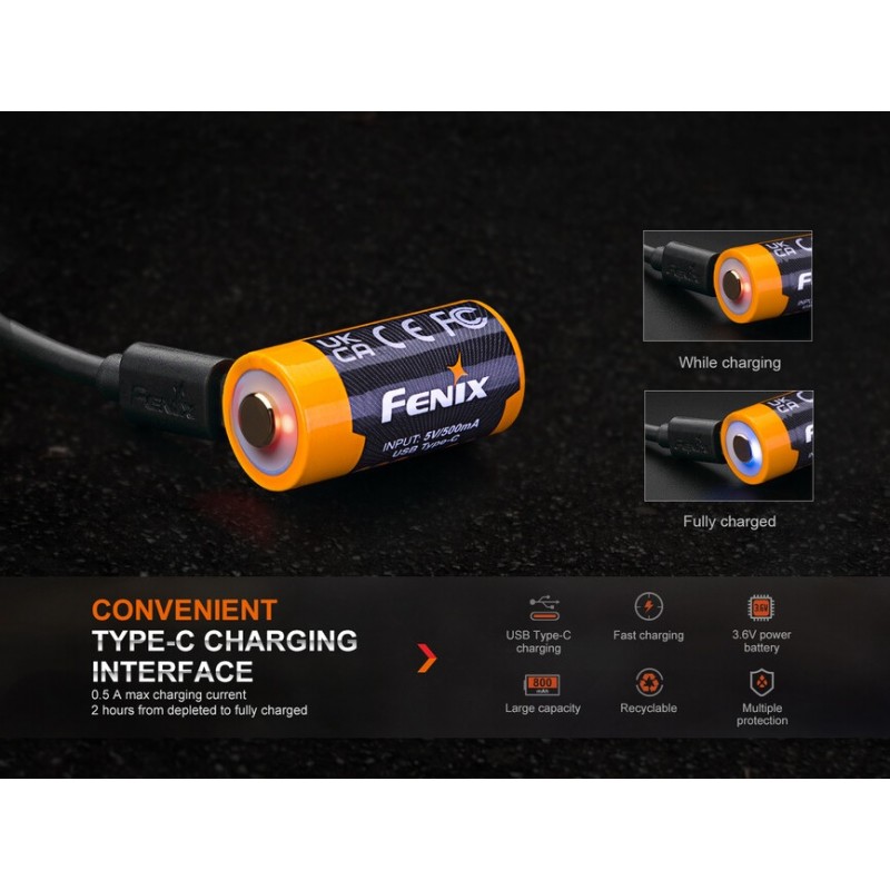 FENIX BATTERIA RCR123A RICARICABILE / 16340 / 800MAH (LI-ION)