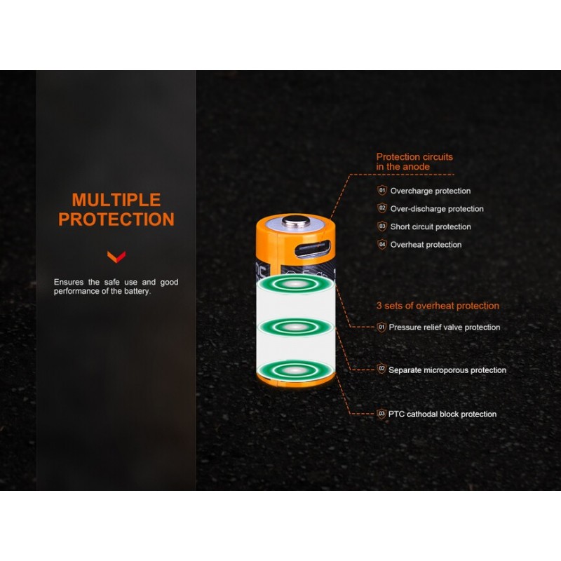 FENIX BATTERIA RCR123A RICARICABILE / 16340 / 800MAH (LI-ION)