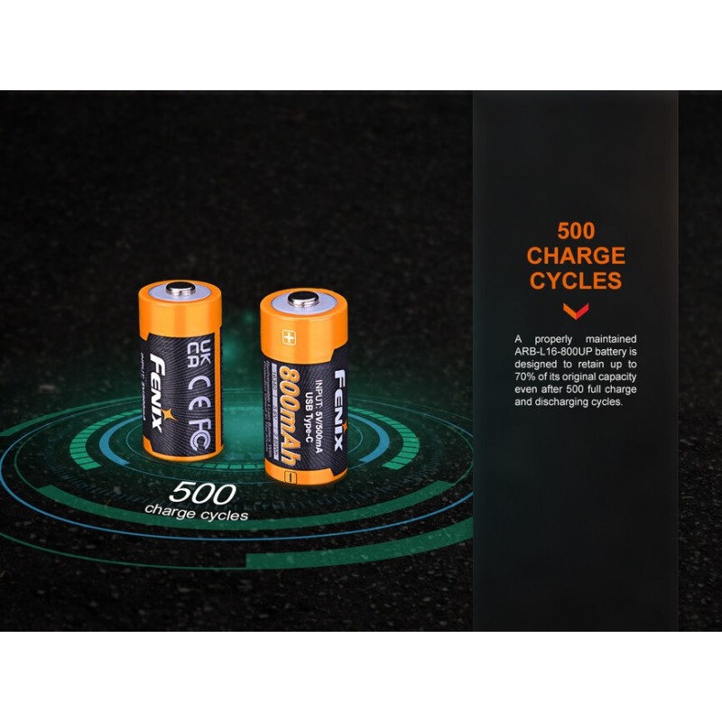 FENIX BATTERIA RCR123A RICARICABILE / 16340 / 800MAH (LI-ION)