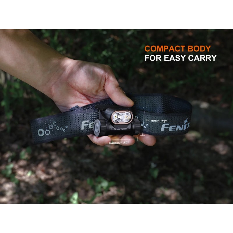 FENIX HM55R MULTI-LED LIGHTWEIGHT OUTDOOR HEADLAMP- 1200 LUMENS - BLACK