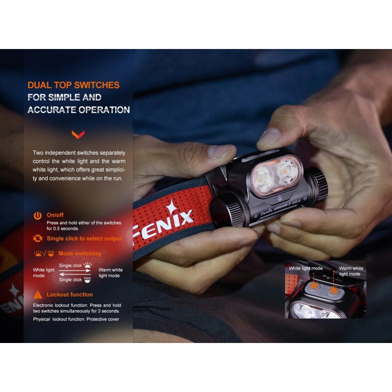 FENIX HM65R-T V2.0 LAMPADA FRONTALE RICARICABILE - NERO