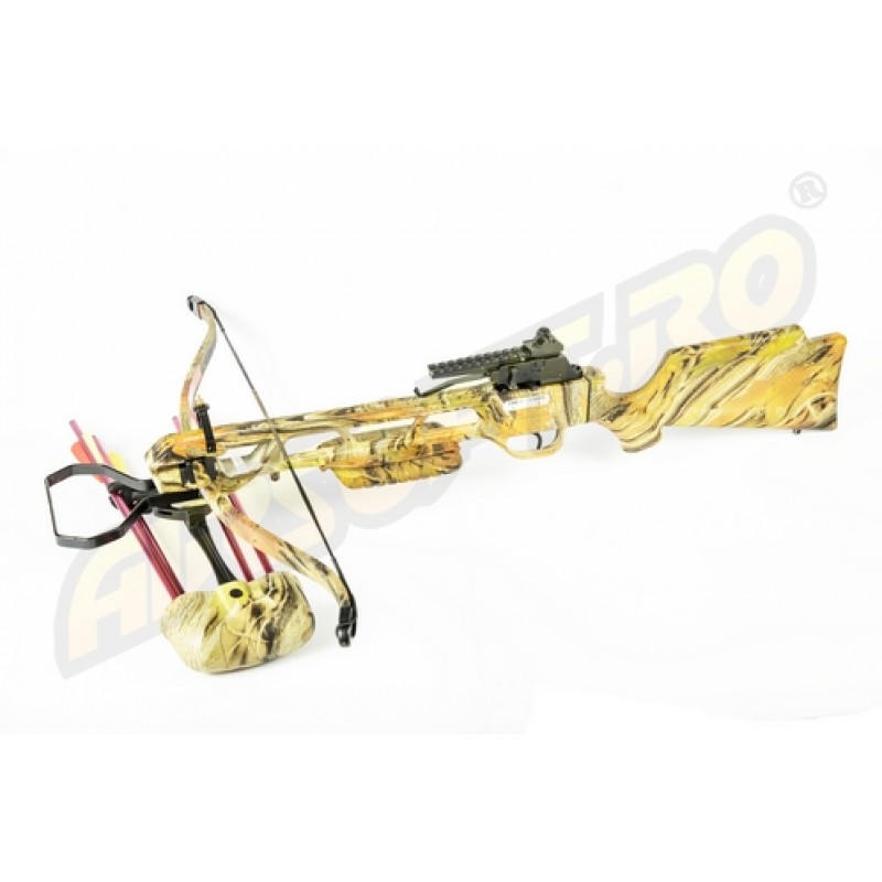 ADVANCE GROUP ALUMINIUM BARREL COMPOUND CROSSBOW WITH FIBERGLASS STOCK AND RED DOT - CAMO - 160 LBS - 210 FPS