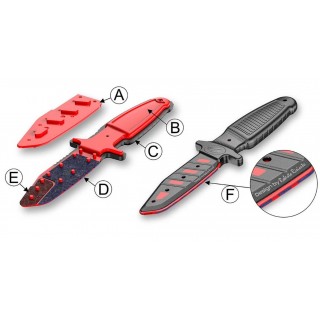 RED CLAW COLTELLO PER ALLENAMENTO CON INCHIOSTRO  - PANTHER KIT - ROSSO