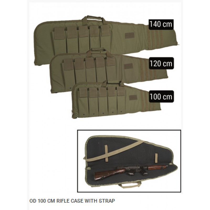 MIL-TEC PADDED WEAPON CASE WITH MAG POCKETS - 100 CM - OD
