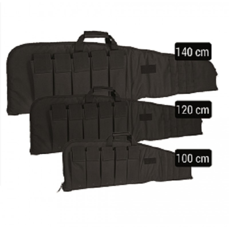 MIL-TEC PADDED WEAPON CASE WITH MAG POCKETS - 100 CM - BLACK