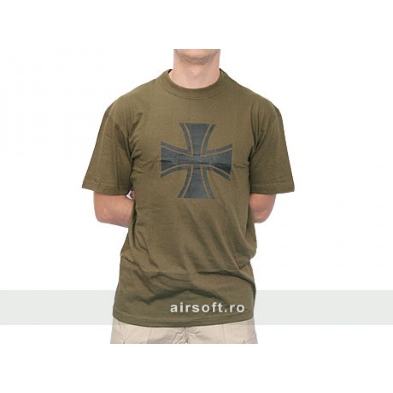 OLIVE T-SHIRT WEHRMACHT CROSS PRINT