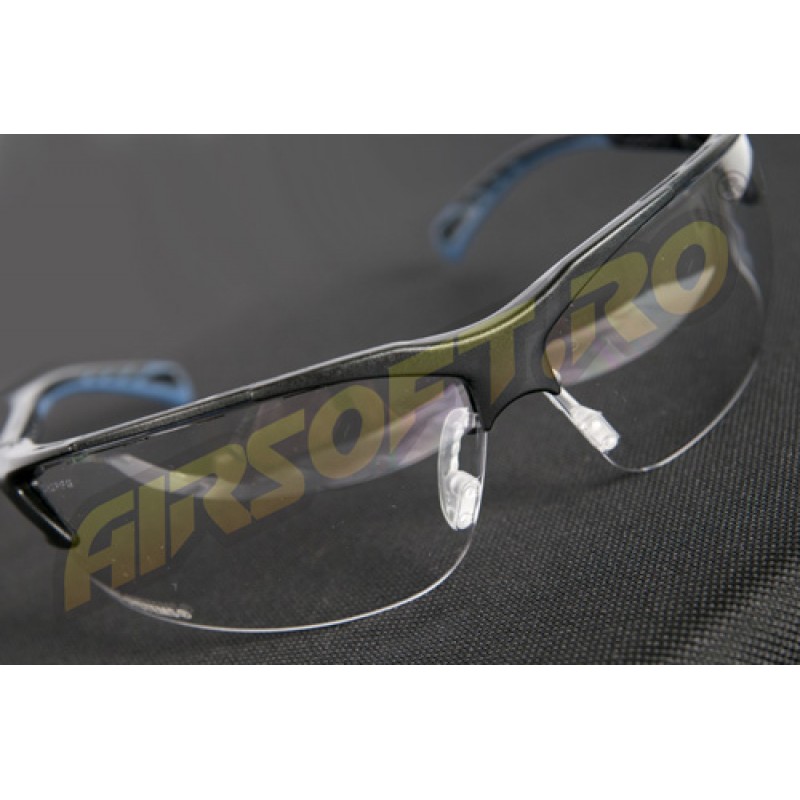 CLEAR LENS PROTECTIVE GLASSES WITH ADJUSTABLE TEMPLATES