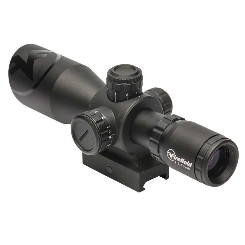 BARRAGE RIFLESCOPE- RED-GREEN MIL-DOT ILLUMINATED RETICLE - MATTE BLACK - 2.5-10X40