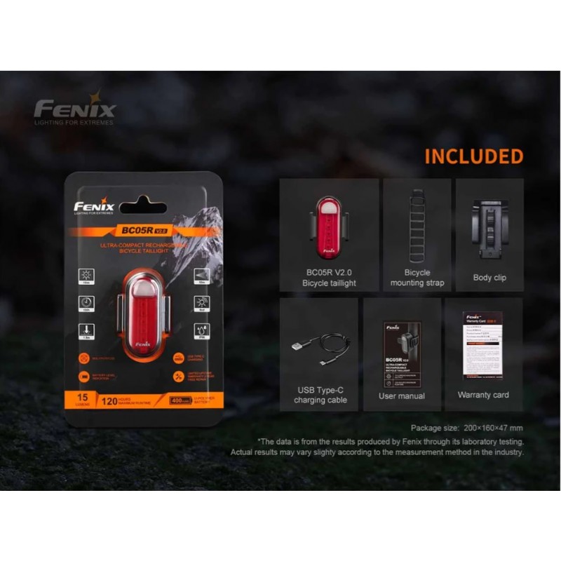 FENIX RECHARGEABLE BIKE TAIL LIGHT BC05R V2.0