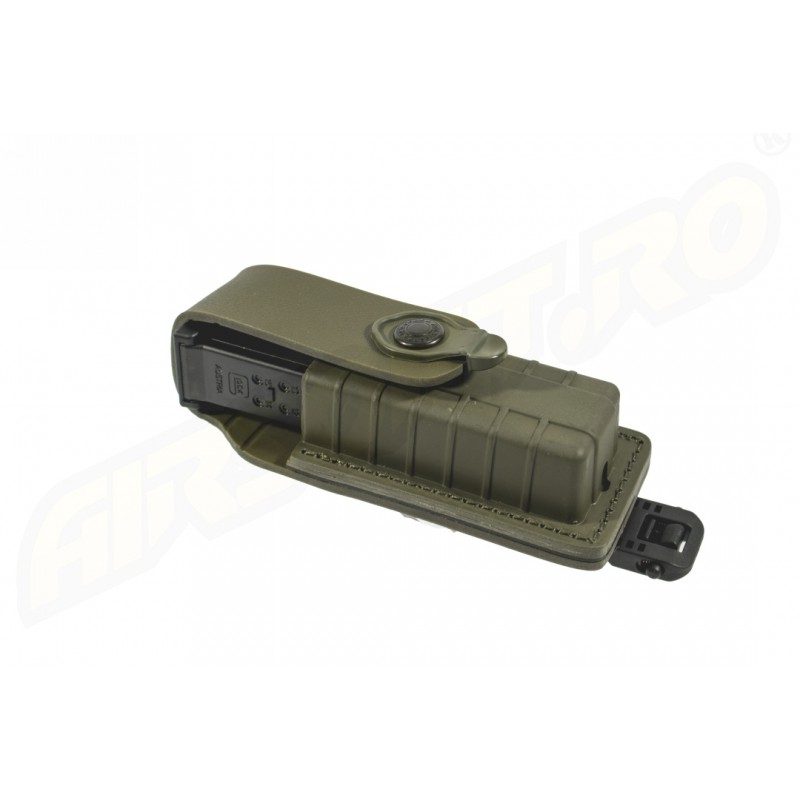 PORT INCARCATOR SIMPLU INCHIS DIN POLIMER - PENTRU GLOCK 17 - SISTEM MOLLE - GREEN