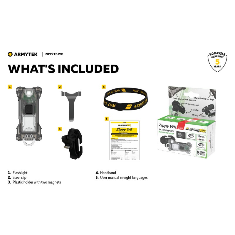 ARMYTEK TORCIA MODELLO ZIPPY WR EXTENDED SET - GRIGGIO