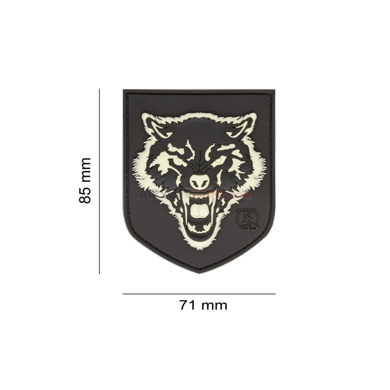 PATCH CAUCIUC - WOLF SHIELD - GLOW IN THE DARK