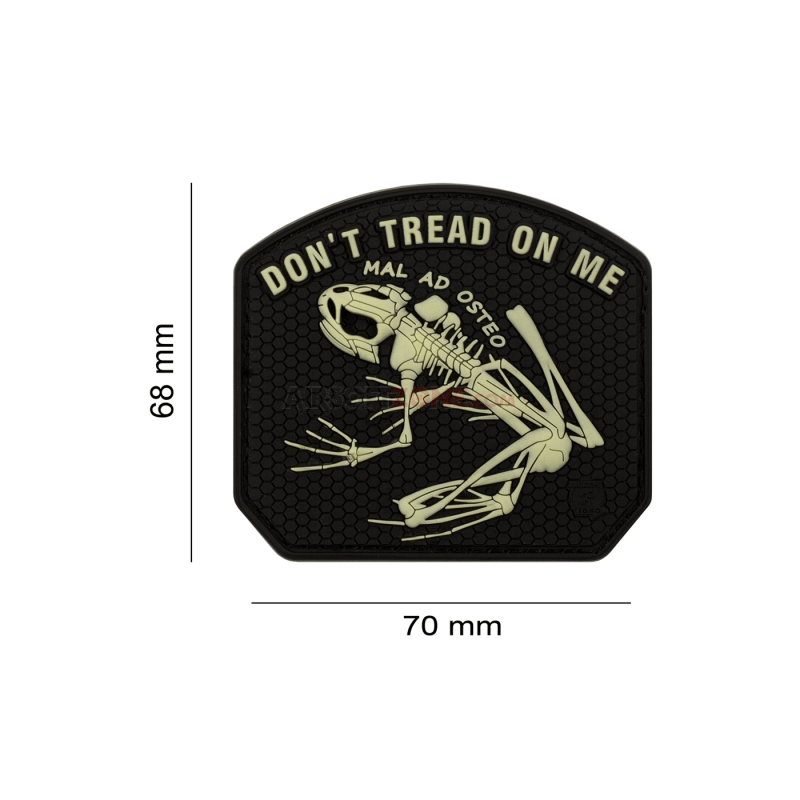 PATCH CAUCIUC - MESAJ DON /T TREAD ON ME FROG - GLOW IN THE DARK