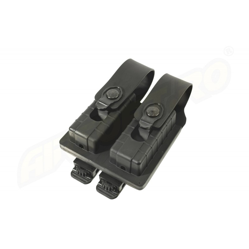 KING COBRA PORTA CARICATORE CHIUSO DOPPIO IN POLIMERO A DOPPIA C - PER GLOCK 17 - SISTEMA MOLLE - NERO