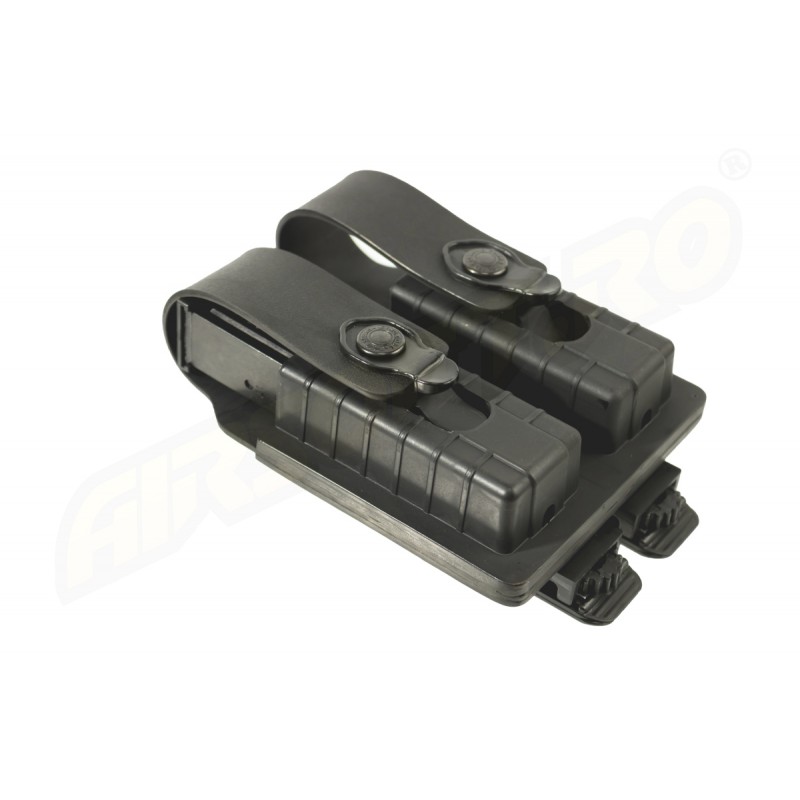 KING COBRA PORTA CARICATORE CHIUSO DOPPIO IN POLIMERO A DOPPIA C - PER GLOCK 17 - SISTEMA MOLLE - NERO