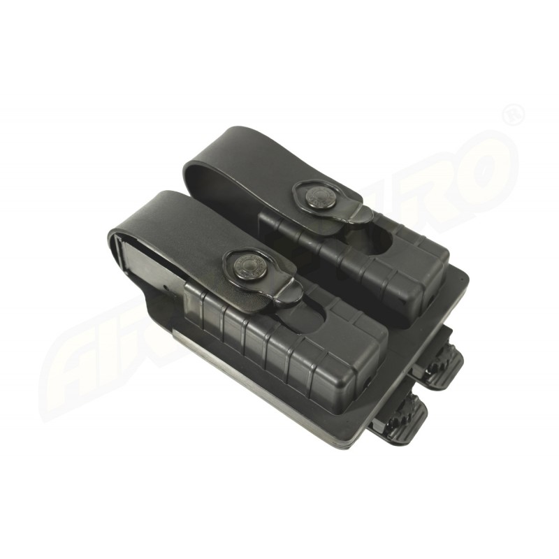 KING COBRA PORTA CARICATORE CHIUSO DOPPIO IN POLIMERO A DOPPIA C - PER GLOCK 17 - SISTEMA MOLLE - NERO