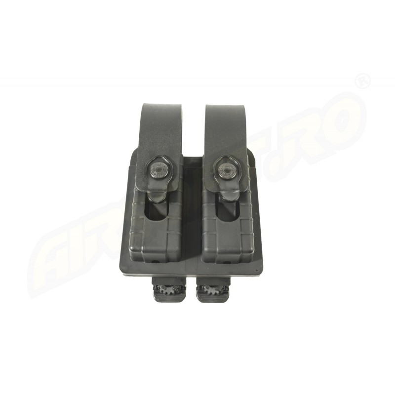 KING COBRA PORTA CARICATORE CHIUSO DOPPIO IN POLIMERO A DOPPIA C - PER GLOCK 17 - SISTEMA MOLLE - NERO