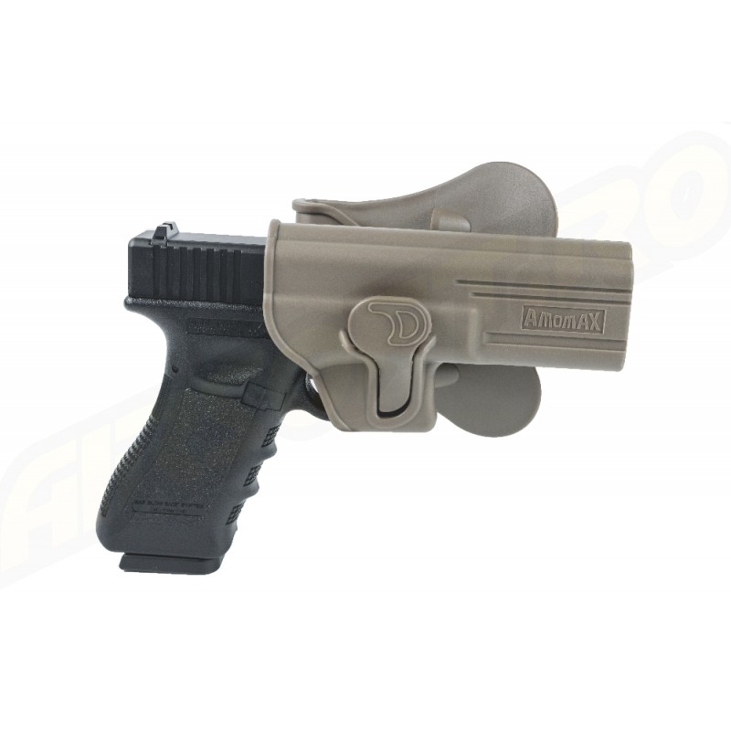 Amomax Fondina rigida in Polimero per Glock 17/22/31, serie KWA ATP, serie APS ACP - FDE