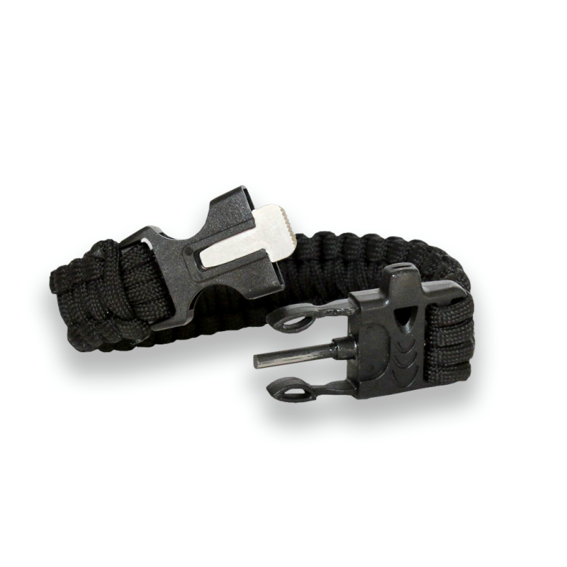 BRATARA PARACORD CU AMNAR SI FLUIER - BLACK