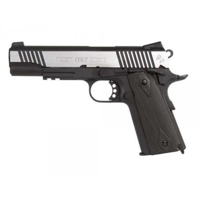 CYBER GUN PISTOLA SOFTAIR COLT 1911 RAIL GUN - CO2 SCARRELLANTE - DUAL TONE