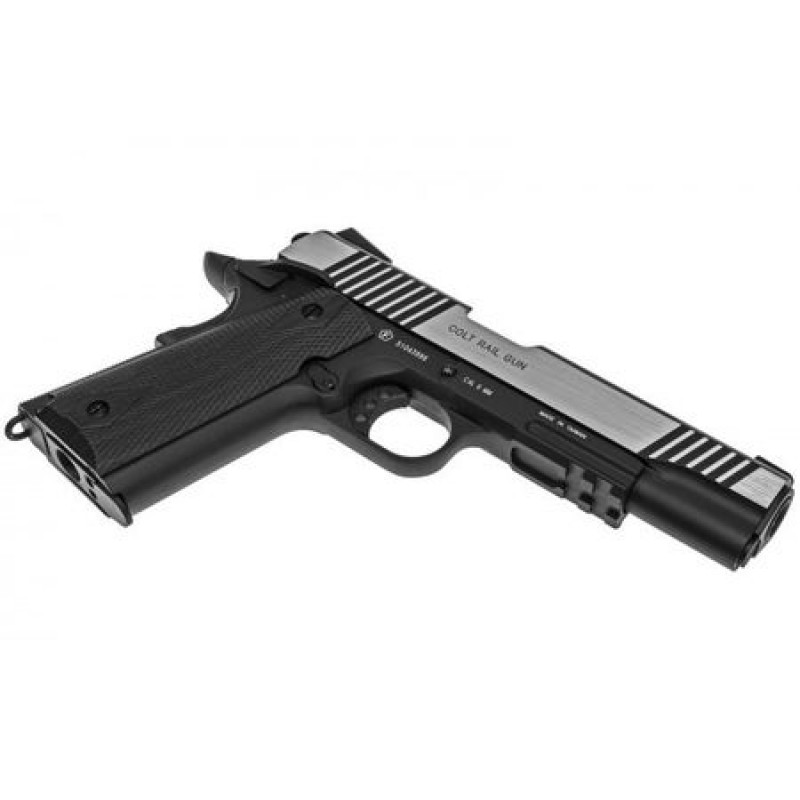 CYBER GUN PISTOLA SOFTAIR COLT 1911 RAIL GUN - CO2 SCARRELLANTE - DUAL TONE