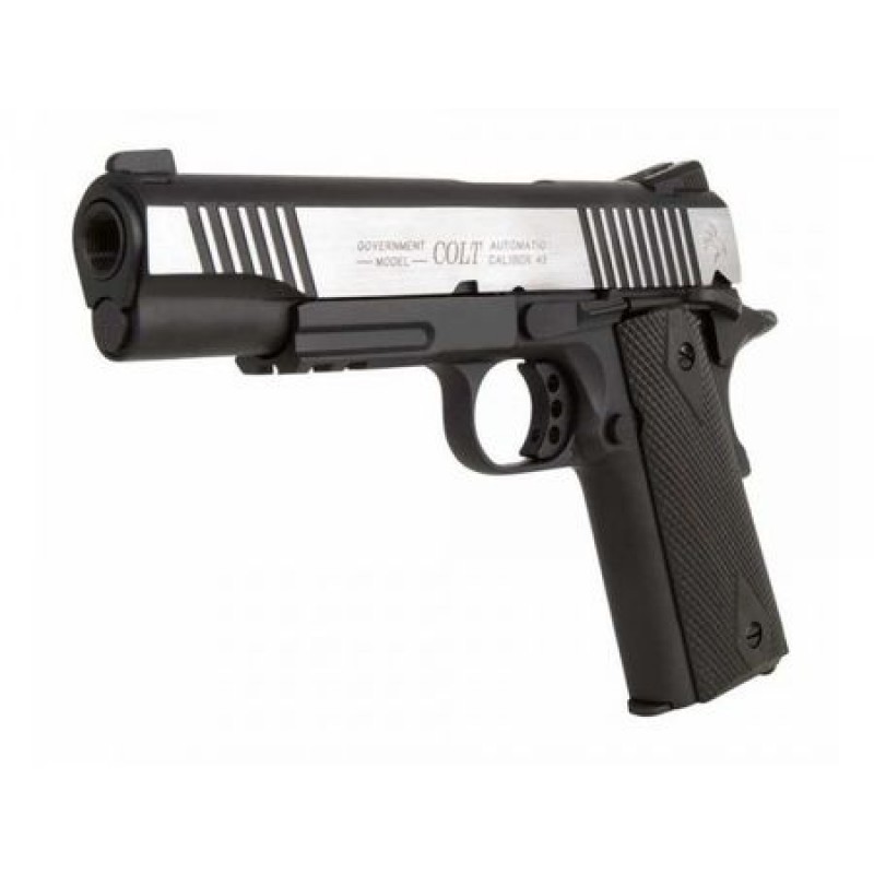 CYBER GUN PISTOLA SOFTAIR COLT 1911 RAIL GUN - CO2 SCARRELLANTE - DUAL TONE