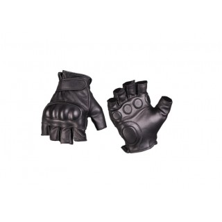 BLACK LEATHER TACTICAL FINGERLESS GLOVES BLACK LEATHER TACTICAL FINGERLESS GLOVES