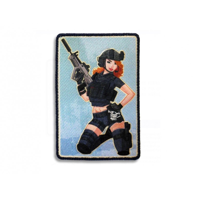 "JESS" PINUP GIRL BLACK OPS WOVEN PATCH