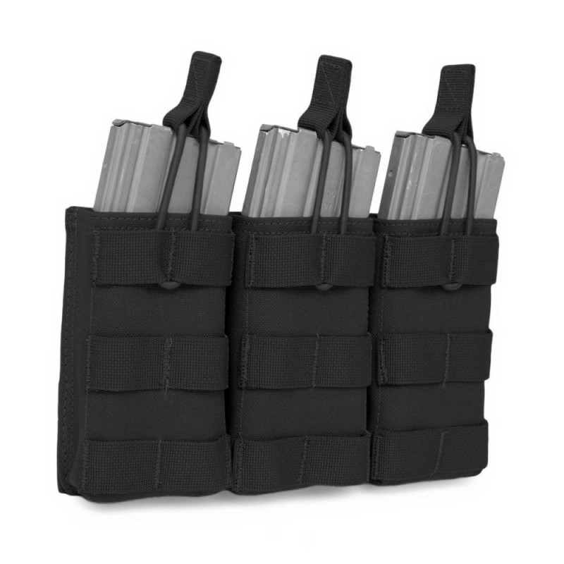 WARRIOR ASSAULT SYSTEMS TRIPLE OPEN 5.56mm OPEN MAG POUCH - BLACK