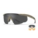 WILEY X BALLISTIC PROTECTION GLASSES SABER ADVANCED SMOKE/CLEAR/RUST LENSES TAN FRAME