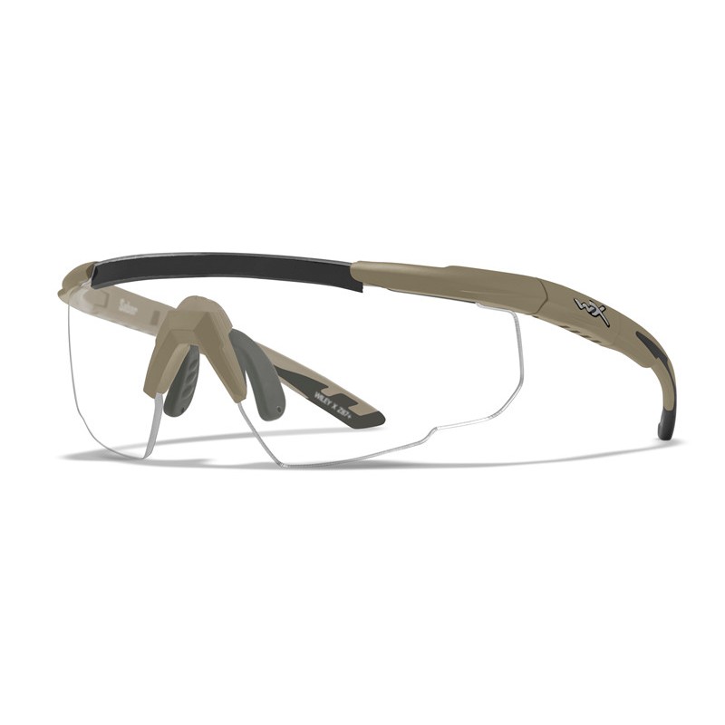 WILEY X BALLISTIC PROTECTION GLASSES SABER ADVANCED SMOKE/CLEAR/RUST LENSES TAN FRAME