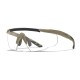 WILEY X BALLISTIC PROTECTION GLASSES SABER ADVANCED SMOKE/CLEAR/RUST LENSES TAN FRAME