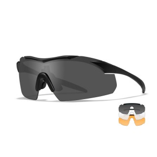 WILEY X BALLISTIC PROTECTION GLASSES MODEL VAPOR 2.5 GREY/CLEAR/RUST MATTE BLACK FRAME